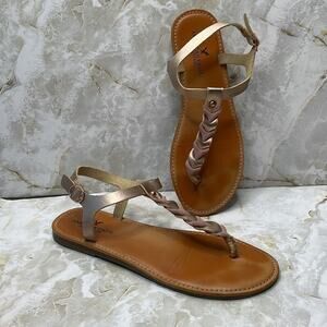American Eagle metallic suede thong sling back sandals